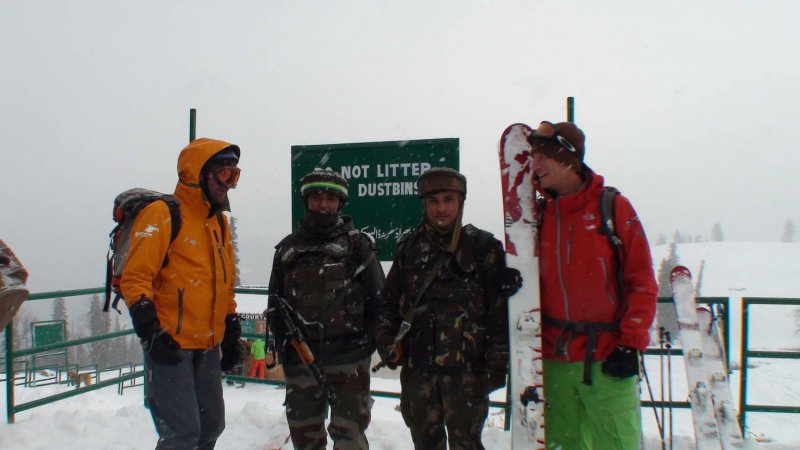 James Morland with soldiers in Kashmir