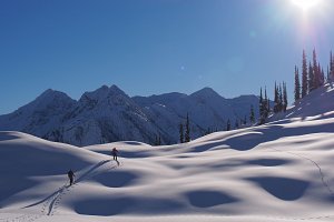 ski tourers on a sunny day